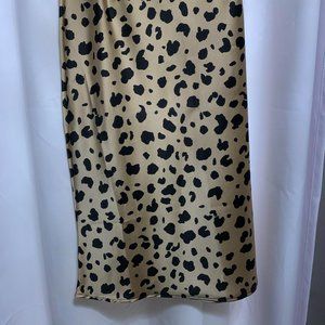 Cheetah Print Satin Midi Skirt
